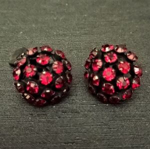 Vintage Red Crystal Clip On  Earrings By Joseph Warner